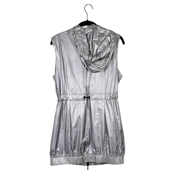 Anatomie Mela Silver Metallic Windbreaker Vest Hooded Zip Front Size M - Picture 3 of 9